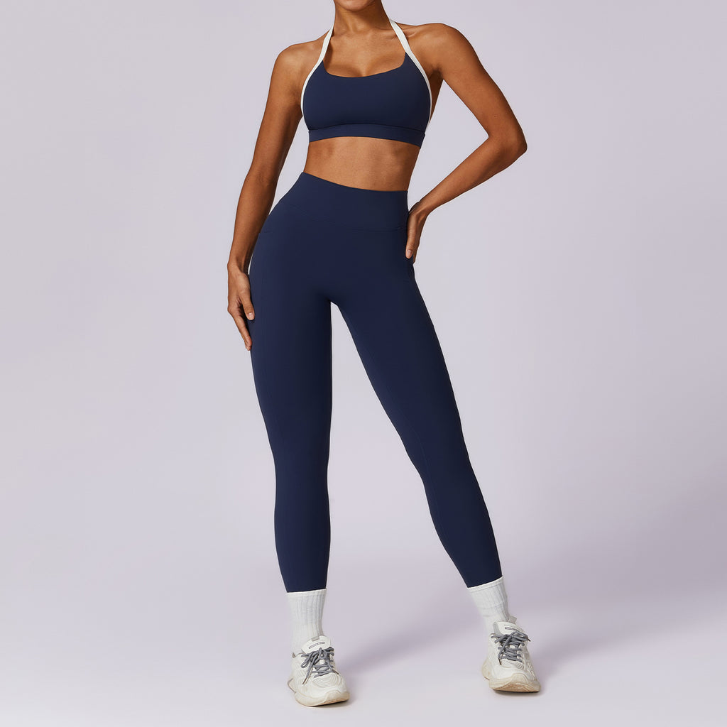 Women’s Ribbed Activewear Set – 2PCS Yoga & Gym Outfit NAVY blue - Bra & leggings | Xyloflex – Stylish Women’s Activewear