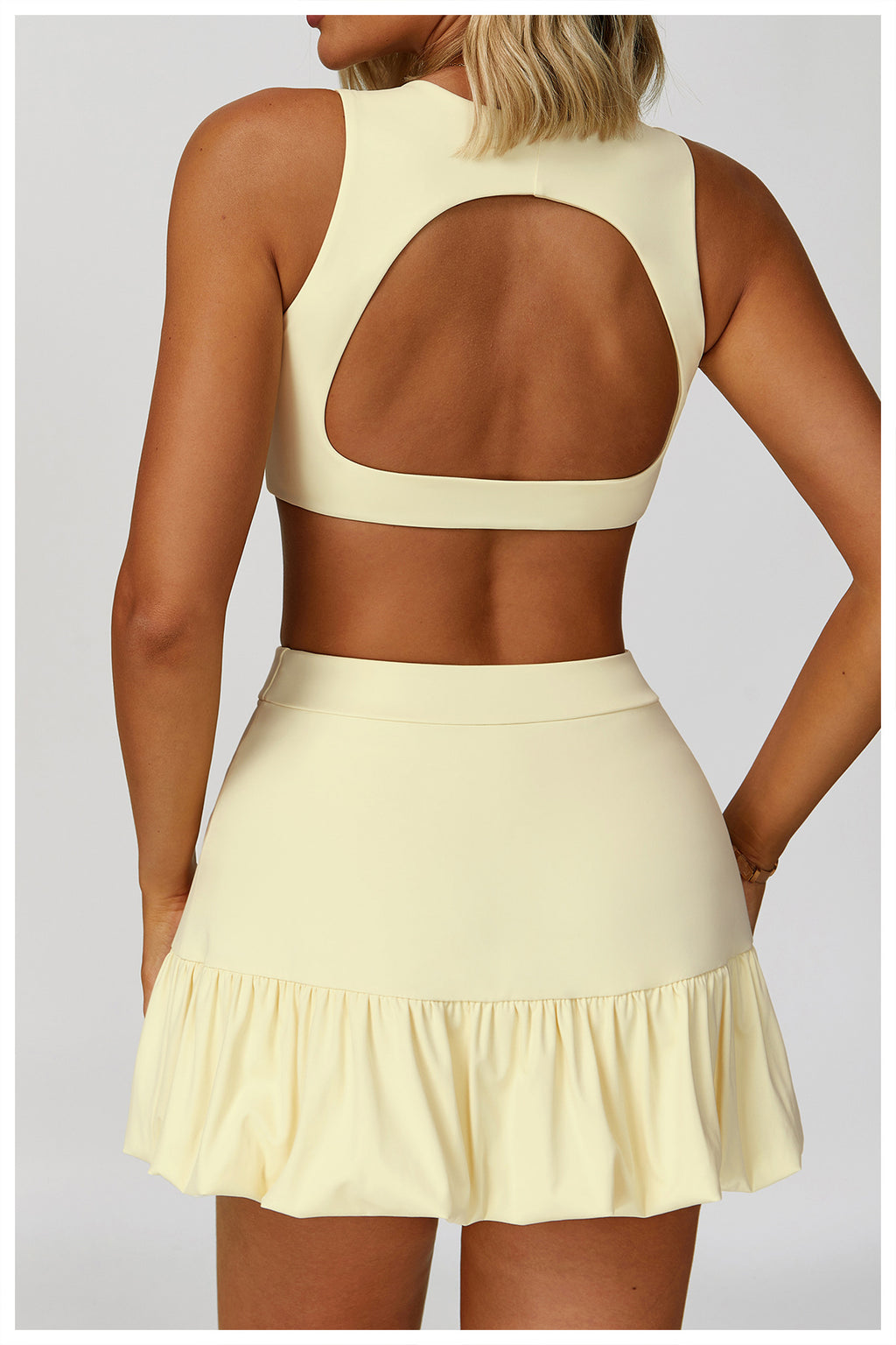 2PCS Women’s Tennis Skirt Set – Cut-Out Backless Top | Xyloflex – Stylish Women’s Activewear