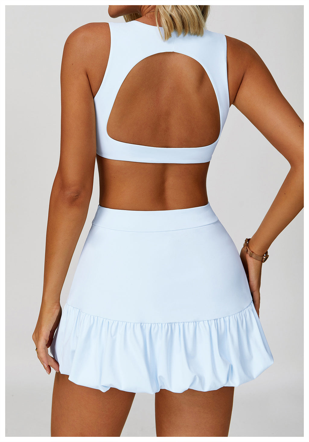 2PCS Women’s Tennis Skirt Set – Cut-Out Backless Top | Xyloflex – Stylish Women’s Activewear