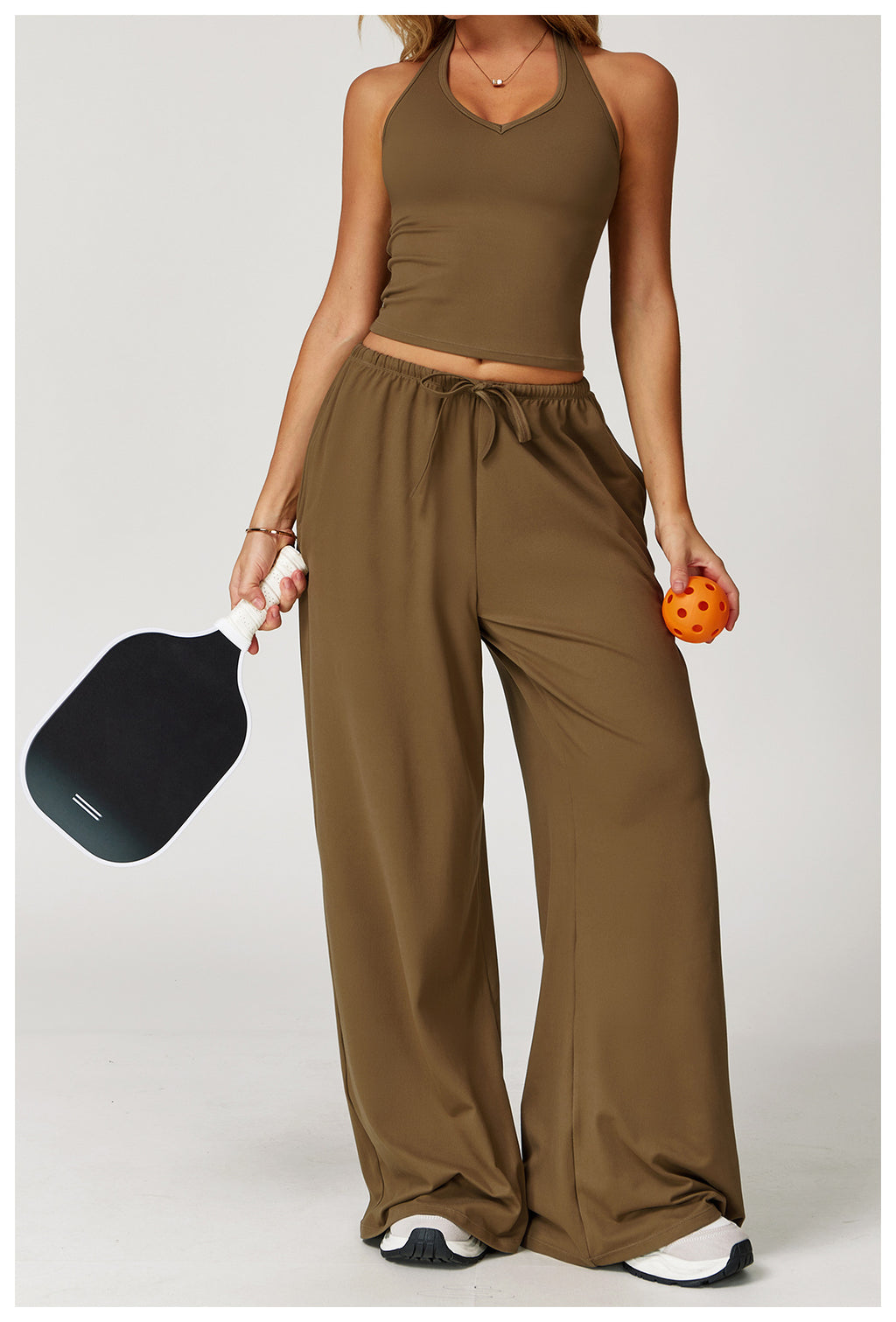 Women's Summer 2-Piece V-Neck Crop & Jogger Set | Xyloflex – Stylish Women’s Activewear